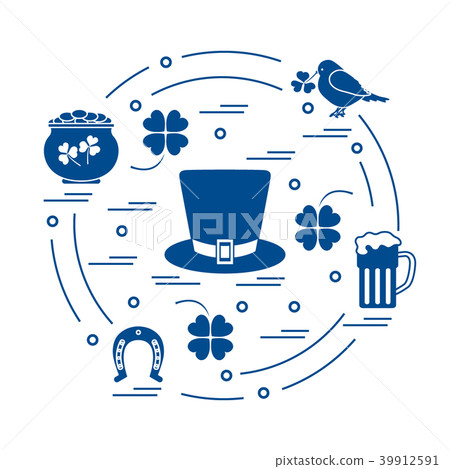 different symbols for St Patrick's Day arranged in 39912591
