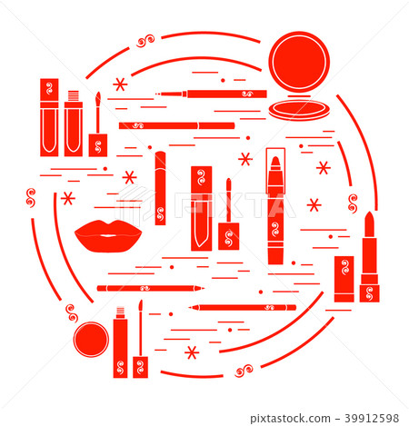 different lip make-up tools arranged in a circle 39912598