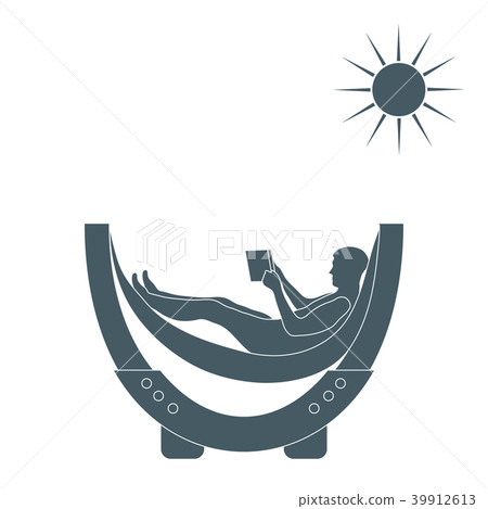 man resting in a hammock with a book man resting in a hammock with a book 39912613