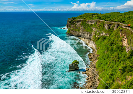 Rocky Tropical Shore and Promenade with Arbours 39912874