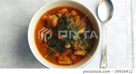 Vegetable soup. Chickpeas, potato and carrot. Diet Vegetable soup. Chickpeas, potato and carrot. Diet 39916412
