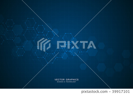 Technology background with hexagons. Molecular 39917101