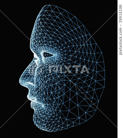 Human face consisting of luminous lines 39918186