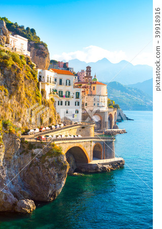 Amalfi cityscape on coast line of mediterranean sea, Italy Amalfi cityscape on coast line of mediterranean sea, Italy 39918916