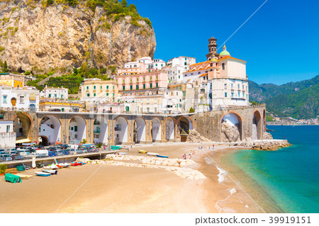Amalfi cityscape on coast line of mediterranean sea, Italy 39919151