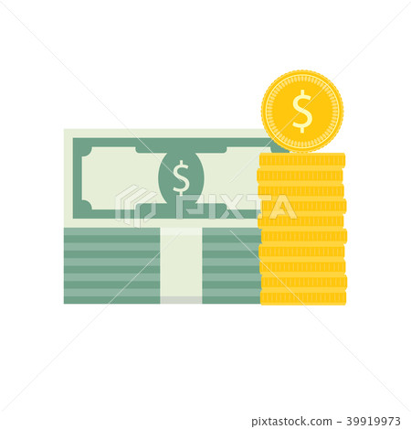 Capital flat, coin and banknotes 39919973