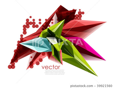 Color glass crystals on white background, geometric abstract composition with glass gemstones and Color glass crystals on white background, geometric abstract composition with glass gemstones and 39921560