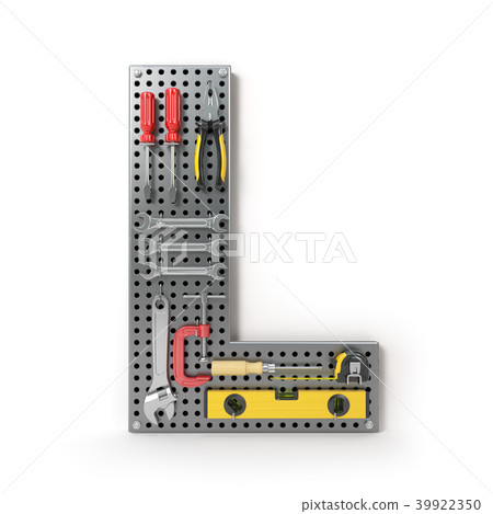Letter L.Alphabet from the tools metal pegboard Letter L.Alphabet from the tools metal pegboard 39922350