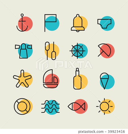 Minimalistic Nautical Icon Set 39923416