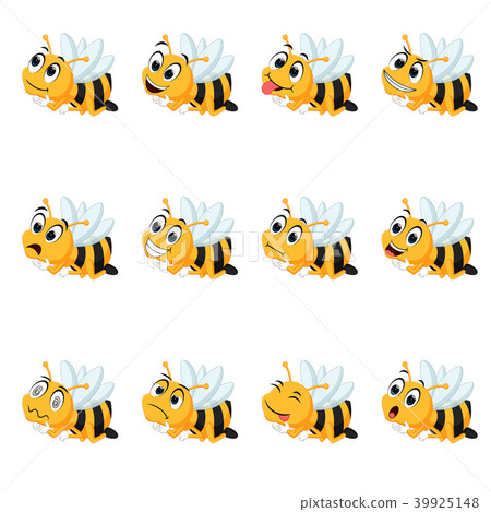 Bee with different facial expressions 39925148
