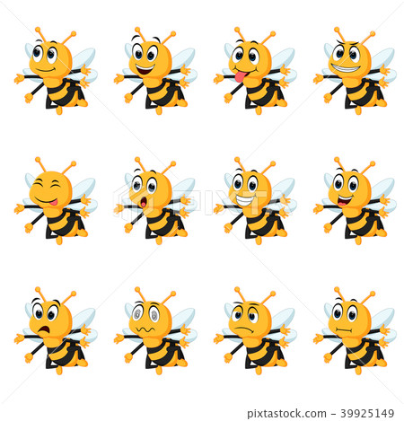 Bee with different facial expressions 39925149
