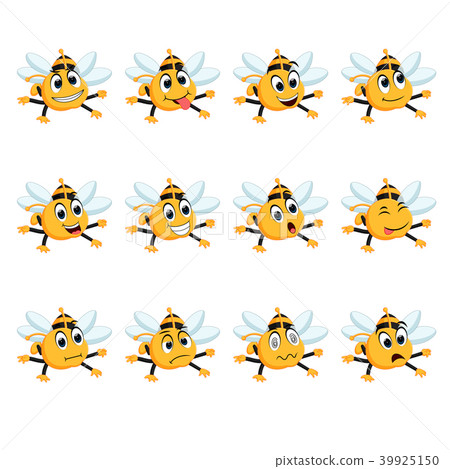 Bee with different facial expressions 39925150