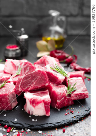 Fresh pork meat. Raw sliced pork meat. Pork neck Fresh pork meat. Raw sliced pork meat. Pork neck 39927766