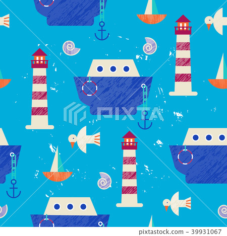 Vector summer colorful illustration, travelling, holidays. Seamless pattern, background, fabric Vector summer colorful illustration, travelling, holidays. Seamless pattern, background, fabric 39931067