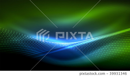 Smooth light effect, straight lines on glowing shiny neon dark background. Energy technology idea 39931346
