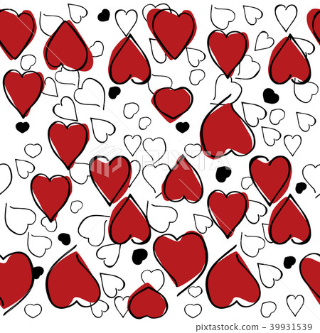 Heart hand drawn pattern on white background - Stock Illustration ...