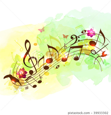 Abstract music background with notes 39933302