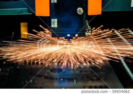 CNC Laser cutting of metal, modern industrial 39934062