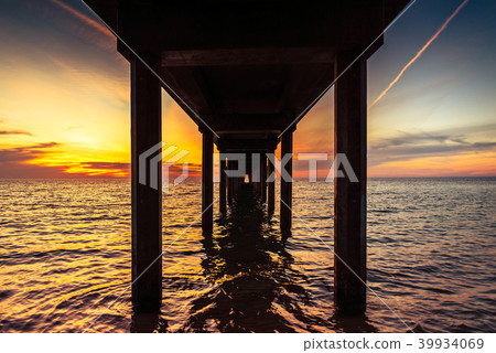 Dramatic sunset view from under Brighton Jetty 39934069