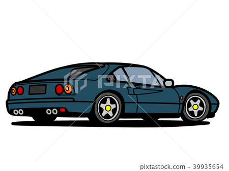 Italian sports rear view green car illustration Italian sports rear view green car illustration 39935654