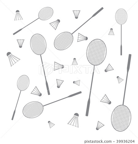 colorful badminton rackets and shuttlecocks 39936204