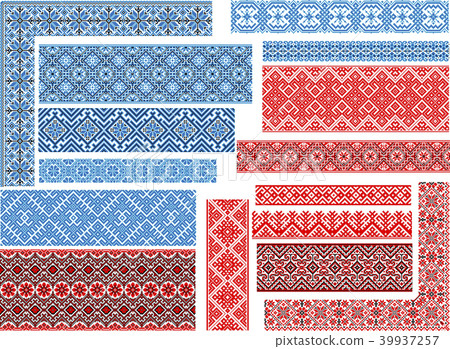 Set of 15 Seamless Patterns for Embroidery Stitch Set of 15 Seamless Patterns for Embroidery Stitch 39937257
