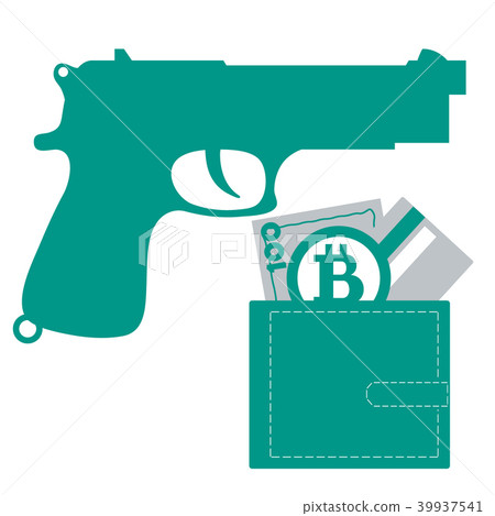 Stylized icon of a colored gun and purse with Stylized icon of a colored gun and purse with 39937541