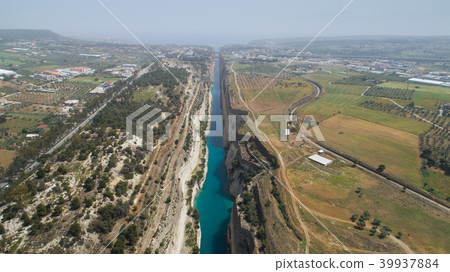 Aerial view of famous Corinth Canal of Isthmus 39937884