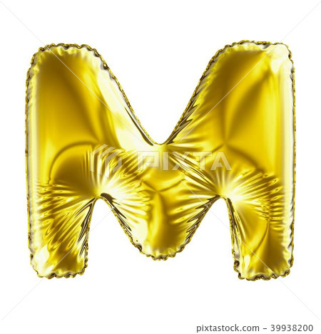 Golden letter M made of inflatable balloon isolated on white background. Golden letter M made of inflatable balloon isolated on white background. 39938200