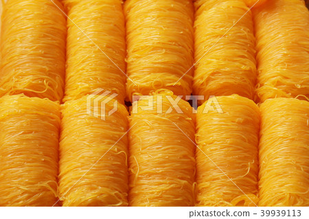 golden threads sweet egg yolk fudge noodle cooked 39939113