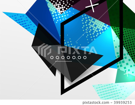 Vector color geometric abstract composition, triangular and polygonal design elements, digital 39939253
