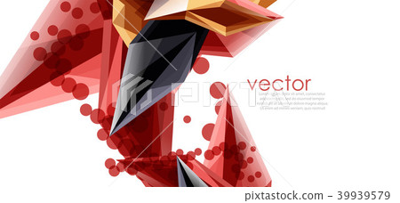 Color glass crystals on white background, geometric abstract composition with glass gemstones and 39939579