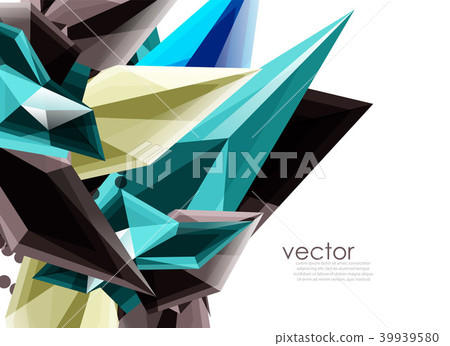 Color glass crystals on white background, geometric abstract composition with glass gemstones and 39939580