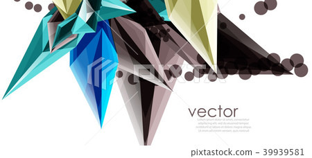 Color glass crystals on white background, geometric abstract composition with glass gemstones and Color glass crystals on white background, geometric abstract composition with glass gemstones and 39939581