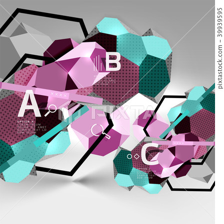 3d hexagon geometric composition, geometric digital abstract background 39939595