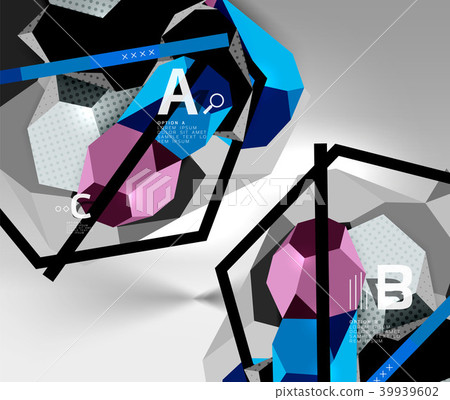3d hexagon geometric composition, geometric digital abstract background 39939602