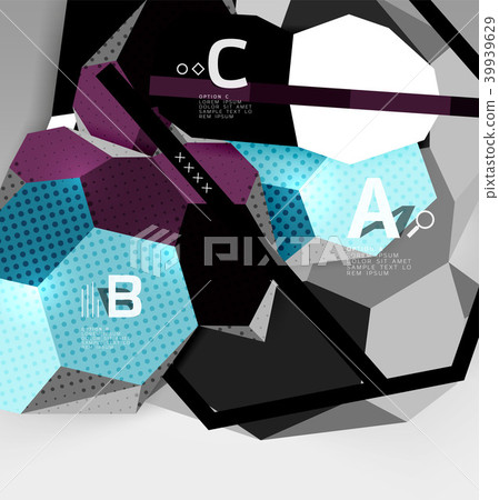 3d hexagon geometric composition, geometric digital abstract background 39939629