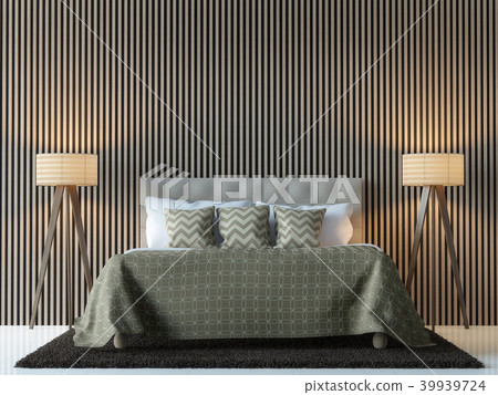 Modern contemporary bedroom interior 3d render 39939724