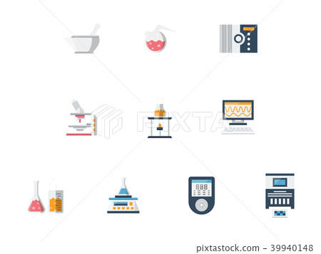 Laboratory flat color vector icons set 39940148