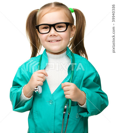 Cute little girl is playing doctor 39940386