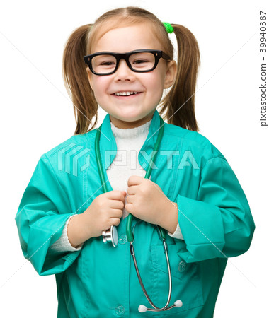 Cute little girl is playing doctor 39940387