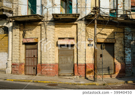 vintage storefront, closed shutters, shop exterior 39940450