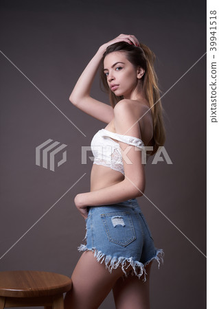Model posing in studio during classic test shoot 39941518