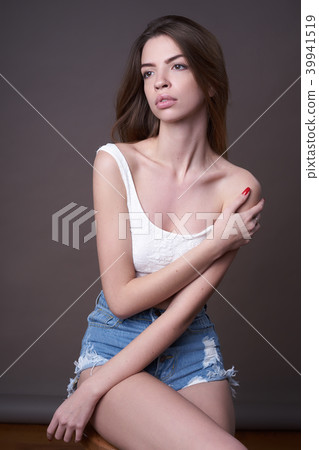 Model posing in studio during classic test shoot 39941519