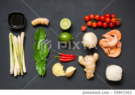 Ingredients for popular Thai soup Tom-yum kung. Ingredients for popular Thai soup Tom-yum kung. 39941562
