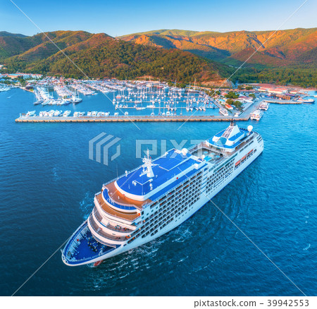 Aerial view of beautiful large white ship Aerial view of beautiful large white ship 39942553