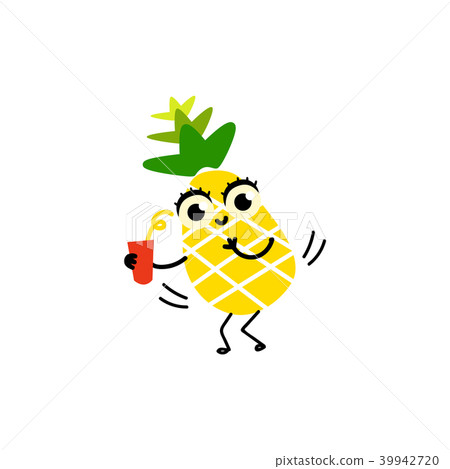 Vector flat funny pineapple fruit character party 39942720