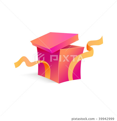 Vector cartoon open present gift box ribbon bow - Stock Illustration  [39942999] - PIXTA