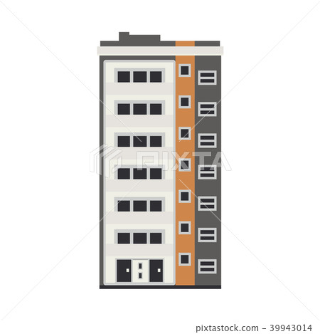 City apartment house front view in flat style... - Stock Illustration ...