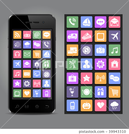 Touchscreen smartphone with application icons Touchscreen smartphone with application icons 39943310